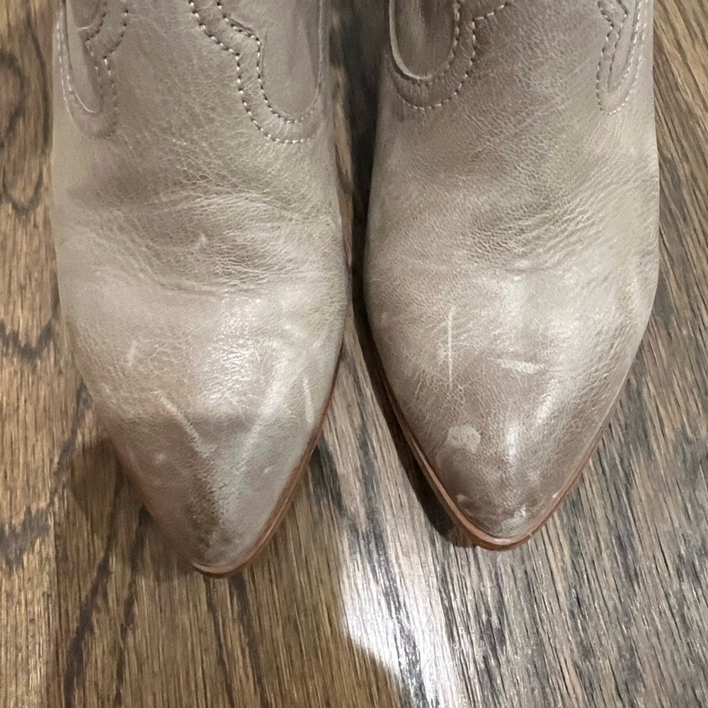 Frye Reina Womens Boots Size 8.5 Tan Leather Western Ankle Block Heel Side Zip - Picture 5 of 6